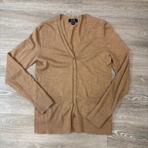 Lord & Taylor Wool Camel Brown Button Up Cardigan Sweater sz S